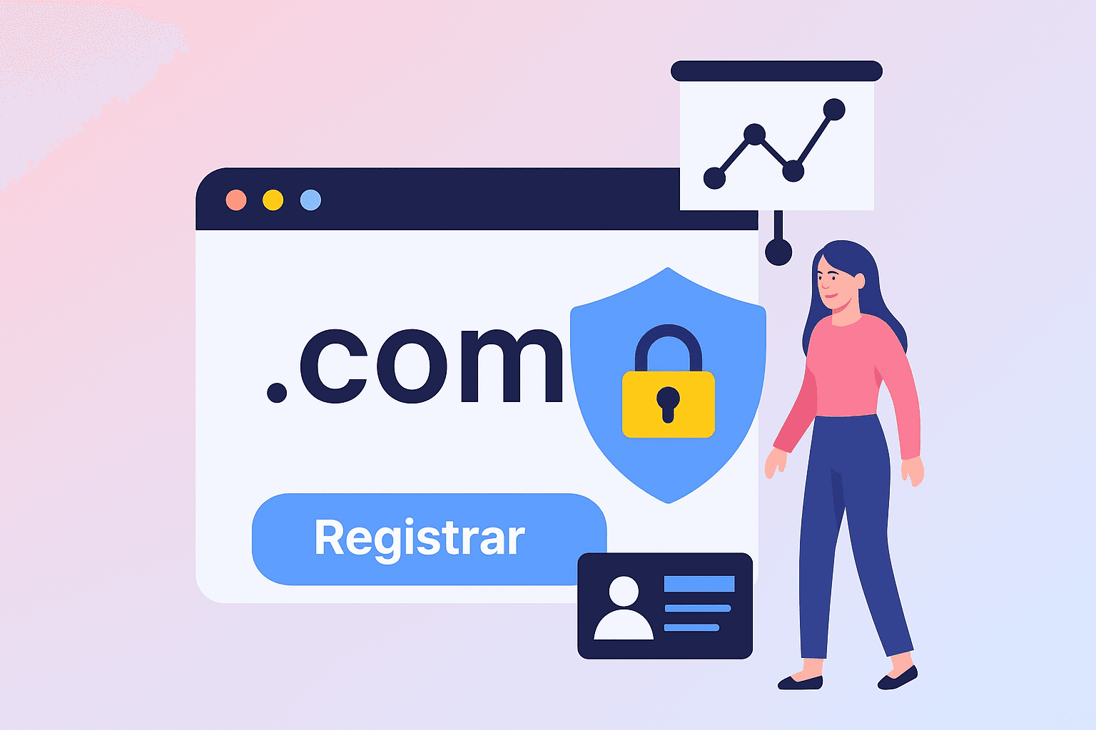 Ilustración de seguridad de dominios con bloqueo de transferencia y privacidad Whois para Colombia Cloud